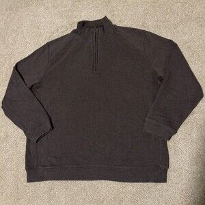 Kirkland Signature Mens Quarter Zip Sweatshirt 100% Cotton Brown Mock Neck, Sz M